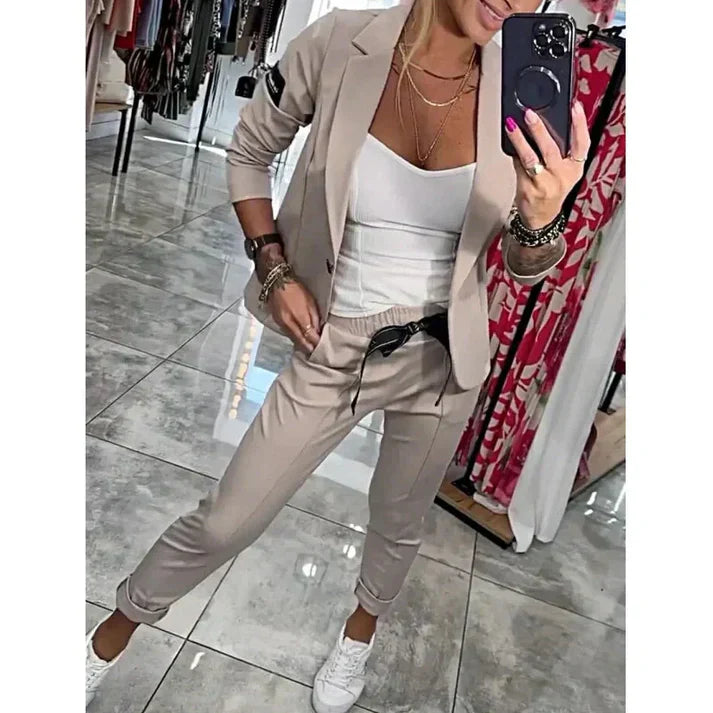 Elegante Completo Donna Blazer e Pantaloni 2 Pezzi