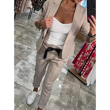 Elegante Completo Donna Blazer e Pantaloni 2 Pezzi