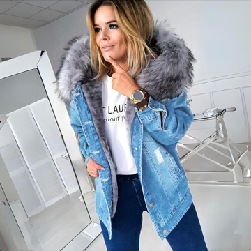 Giacca in Denim Foderata Calda ed Elegante per Donna